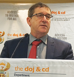 Deputy Minister of Justice and Constitutional Development, John Jeffery, speaking at the Women in Law Dialogue held in August.